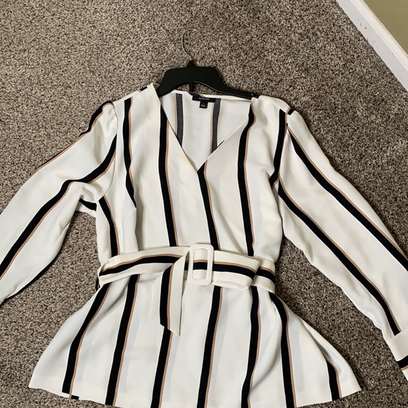 Alfani belted strips blouse size L new - Picture 4 of 10
